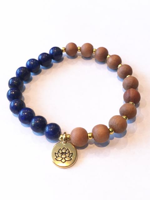 Lapis Lazuli & Sandalwood Stretch Bracelet