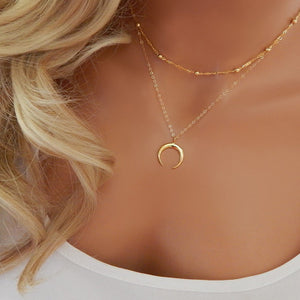 Dual Strand Gold Horn Necklace