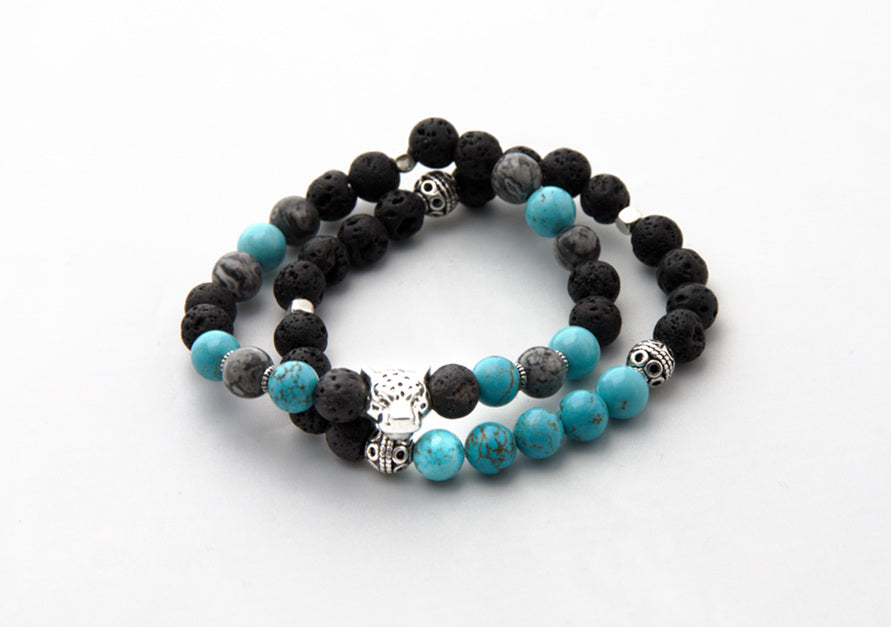 Jaguar, Turquoise & Lava Stretch Bracelet