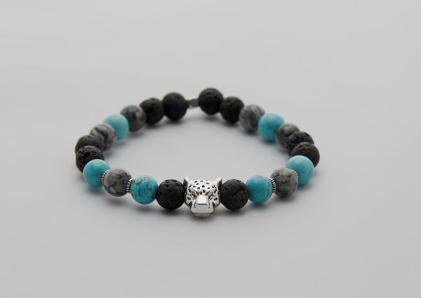 Jaguar, Turquoise & Lava Stretch Bracelet