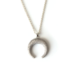 Pave Silver Horn Necklace